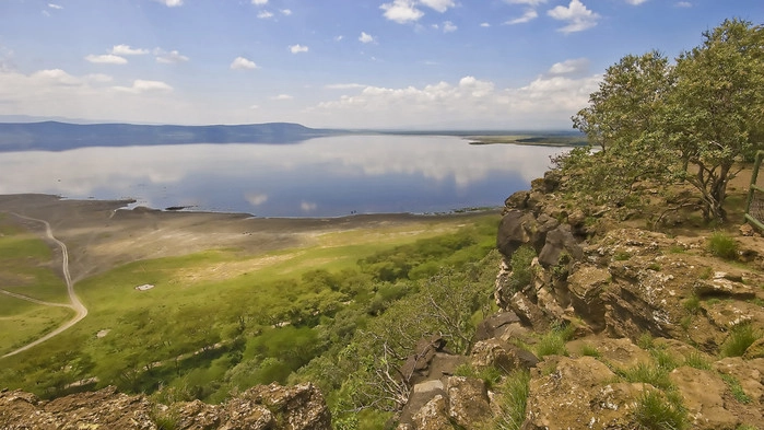 Utsikt over sodasjøen Lake Nakuru